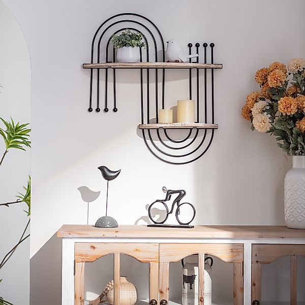 K&L Wall Art Deko-Wandregal Holz Metallregal günstig online kaufen