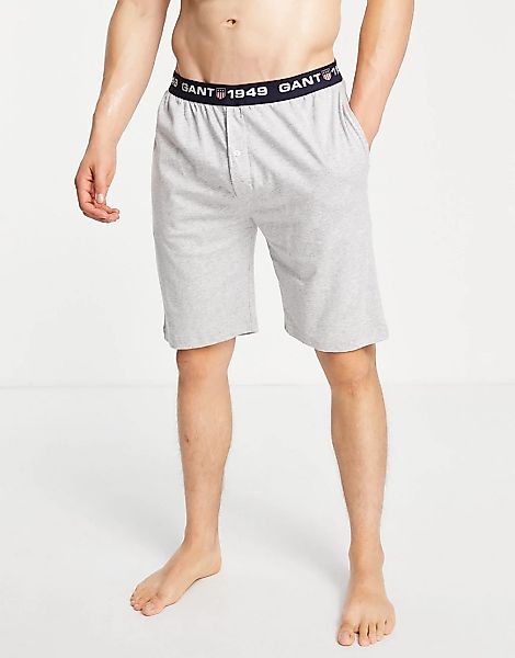 GANT – Lounge-Shorts in Grau mit kontrastierendem Logobund günstig online kaufen