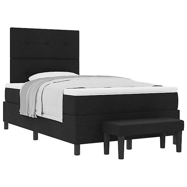 vidaXL Bett Boxspringbett mit Matratze & Bank Schwarz 120x190 cm Stoff (2-t günstig online kaufen