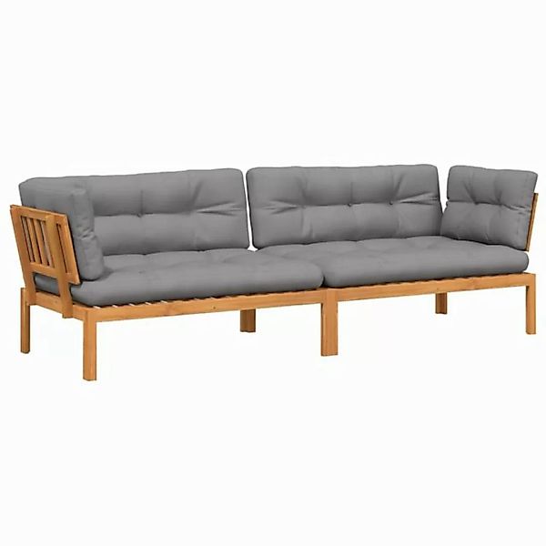 vidaXL Loungesofa Garten-Ecksofas aus Paletten mit Kissen 2 Stk Massivholz, günstig online kaufen