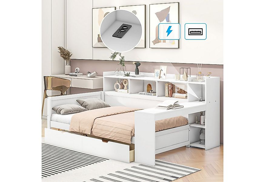 STILVORA Schlafsofa Tagesbett 90x200 mit Stauraum Jugendbett mit Steckdose günstig online kaufen