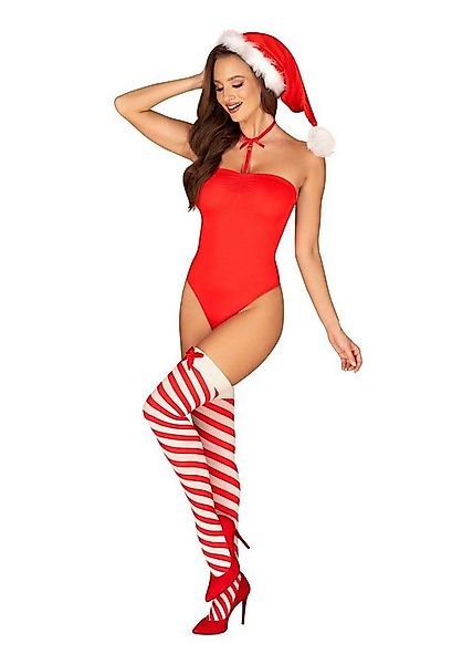 Obsessive Body Weihnachts-Body Set rot-weiß mit Strümpfen und Mütze (Set) günstig online kaufen