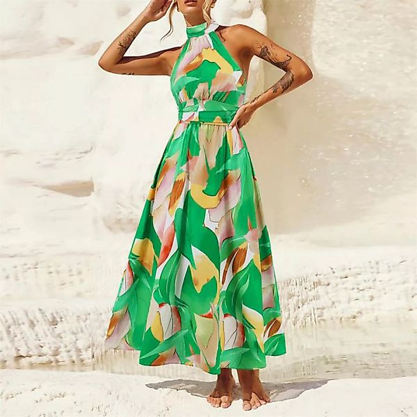 RUZU UG Dirndl Ärmelloses bedrucktes Kleid, modisches Slim-Fit-Kleid (1-tlg günstig online kaufen