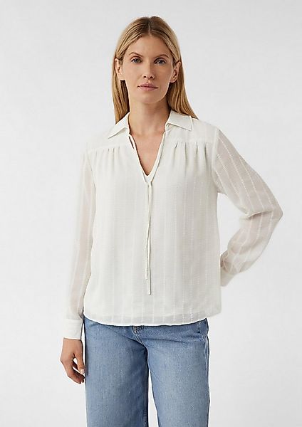 comma Langarmbluse Bluse Feminine Streifenbluse mit Bindedetail günstig online kaufen