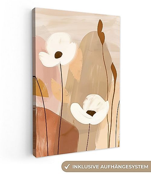 OneMillionCanvasses® Leinwandbild Blumen - Abstrakt - Beige - Strichzeichnu günstig online kaufen