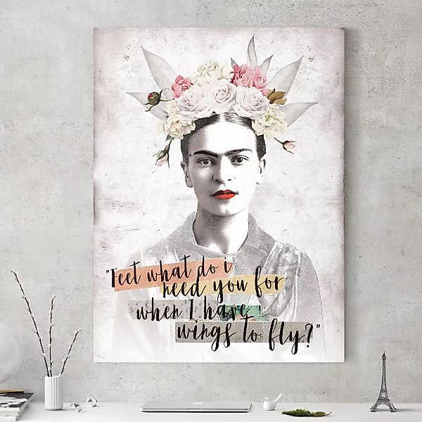 Leinwandbild Kunstdruck - Hochformat Frida Kahlo - Quote günstig online kaufen