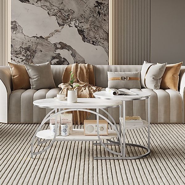 Gdood Couchtisch Rund Kaffeetisch Beistelltisch Satztische günstig online kaufen