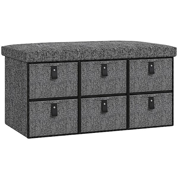 HOMCOM Schuhbank Polyester 76,5L x 38B x 38H cm Dunkelgrau günstig online kaufen
