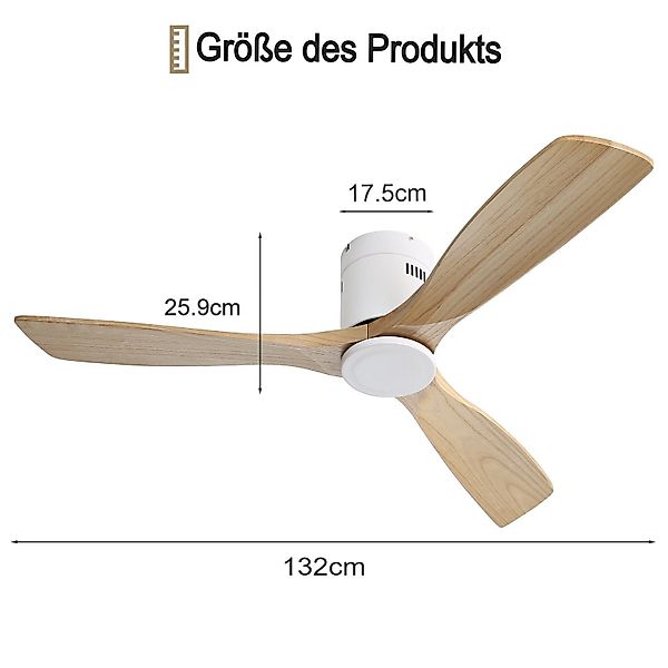 Sofucor Deckenventilator aus Massivholz ohne Licht, günstig online kaufen