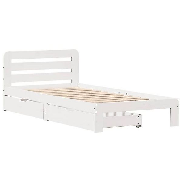 vidaXL Bett, Massivholzbett ohne Matratze Weiß 75x190 cm Kiefernholz günstig online kaufen