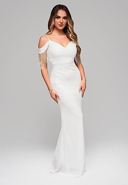 OMBRE Abendkleid Elegantes Abendkleid mit Perlenfransen günstig online kaufen
