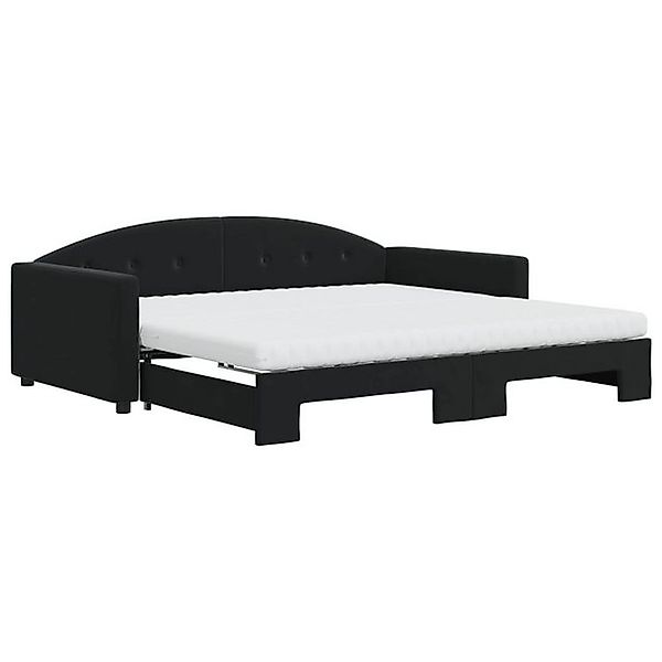 vidaXL Bett Tagesbett Ausziehbar mit Matratzen Schwarz 100x200 cm Samt günstig online kaufen
