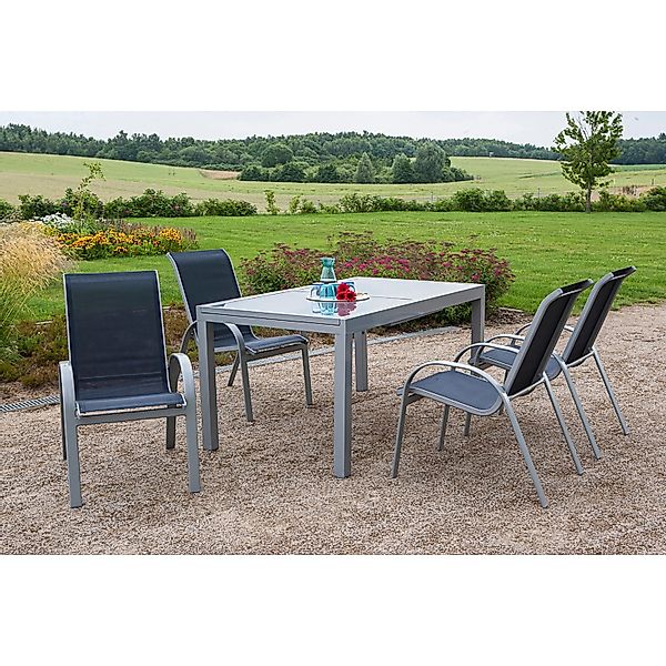 Gartenmöbel-Set Amalfi 5-tlg. Marineblau inkl. Tisch 160/220 cm x 90 cm günstig online kaufen