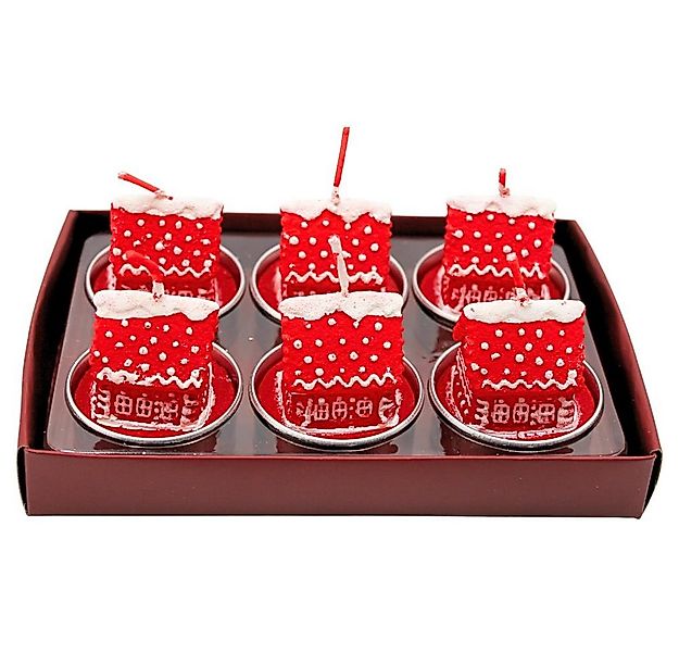 Dekohelden24 Teelicht Lebkuchenhaus in rot, Maße je Teelicht L / B / H: 4 x günstig online kaufen