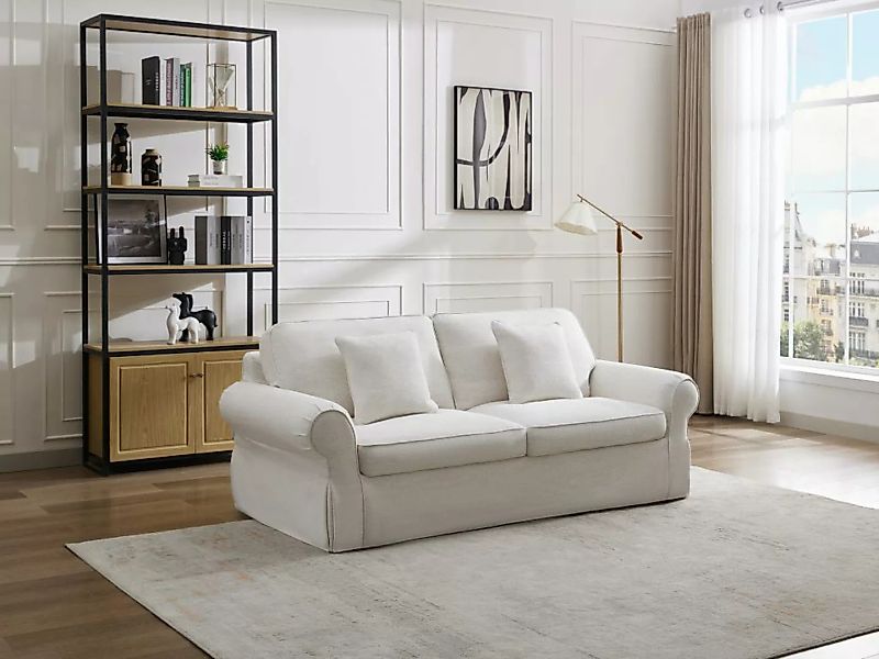 Sofa 3-Sitzer - melierter Stoff - Beige - ZULIPRO von Maison Céphy günstig online kaufen