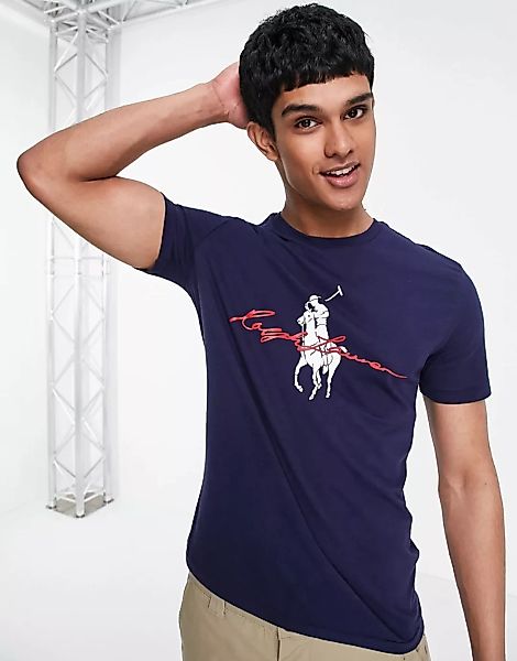 Polo Ralph Lauren – T-Shirt in Cruise-Marineblau mit großem Polospieler-Log günstig online kaufen