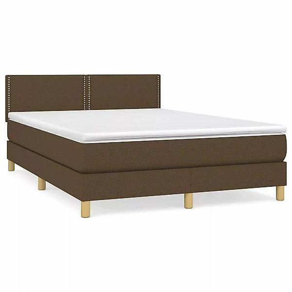 vidaXL Boxspringbett mit Matratze Dunkelbraun 140x190 cm Stoff1373166 günstig online kaufen