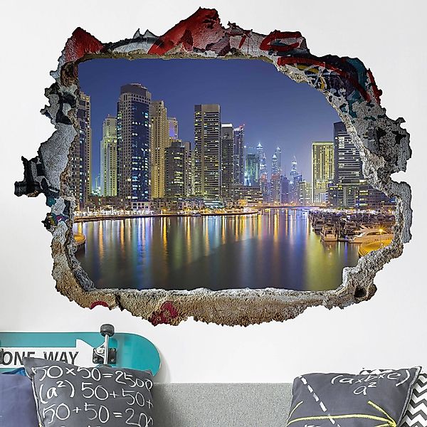 Wandtattoo Dubai Nacht Skyline günstig online kaufen