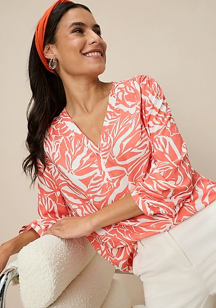 Tamaris Druckbluse mit 3/4 Ärmeln und femininen V-Ausschnitt günstig online kaufen