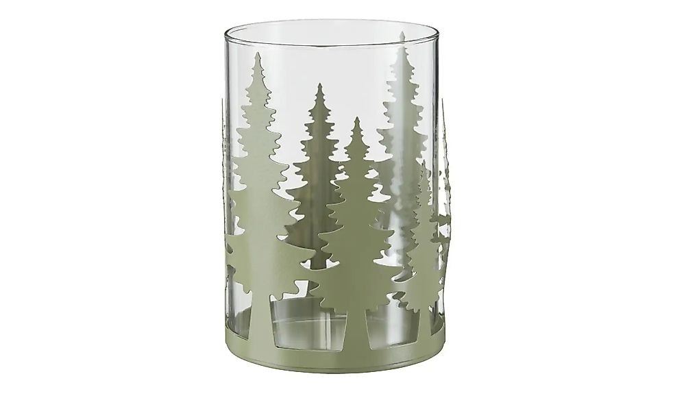 HOME STORY Windlicht Tanne   ¦ grün ¦ Eisen,Glas ¦ Maße (cm): H: 15  Ø: 10. günstig online kaufen