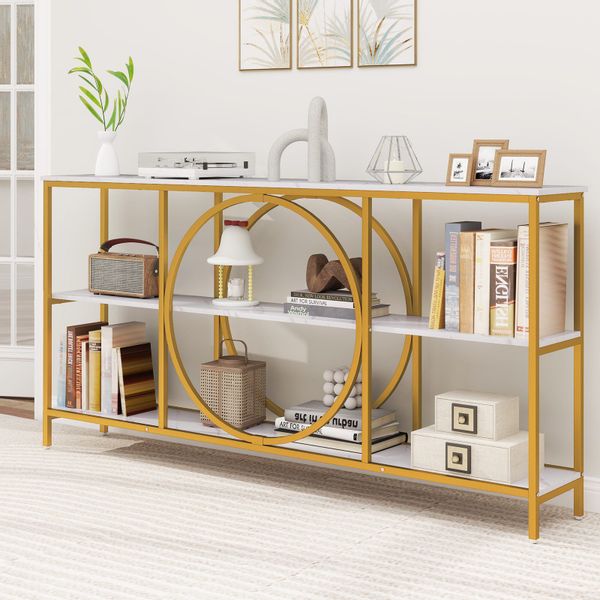 COSTWAY Konsolentisch, 180cm, schmal, 3 Ebenen günstig online kaufen