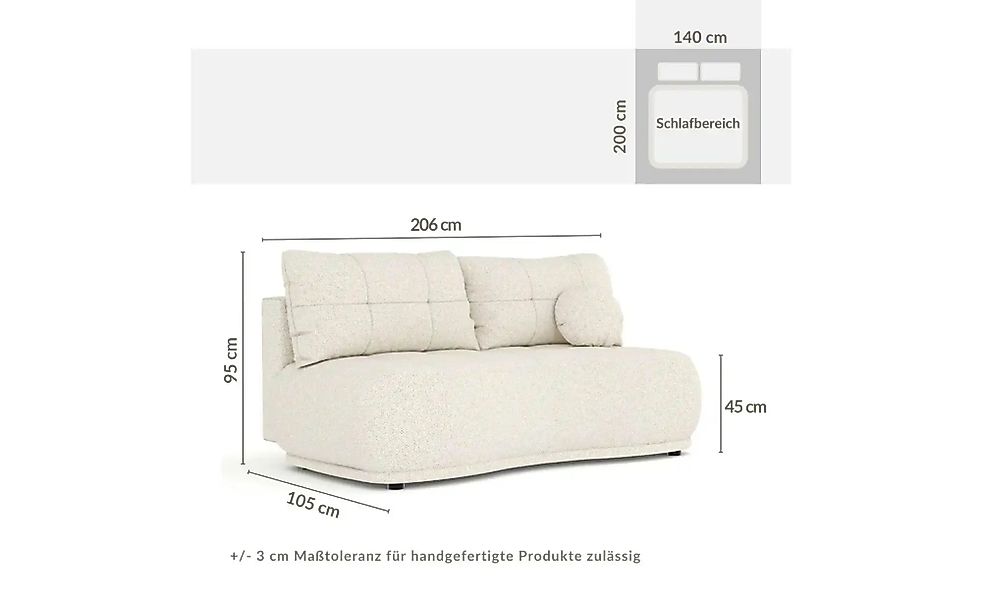 Einzelsofa  Cirrus ¦ creme ¦ Maße (cm): B: 206 H: 95 Polstermöbel > Sofas > günstig online kaufen
