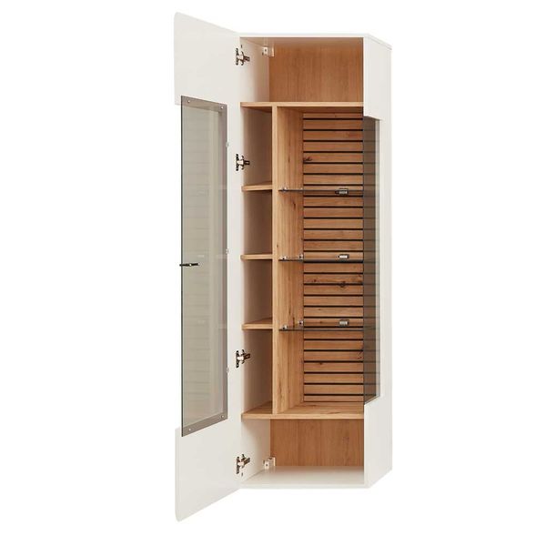 Wand Vitrine hängend in Wildeichefarben und Weiss 49 cm breit günstig online kaufen