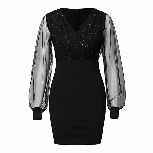 KIKI A-Linien-Kleid Langärmliges, schmales Kleid mit V-Ausschnitt und Paill günstig online kaufen
