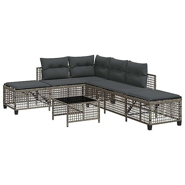 vidaXL Loungesofa 3-tlg. Garten-Ecksofa-Set mit Kissen Grau Poly Rattan, 1 günstig online kaufen