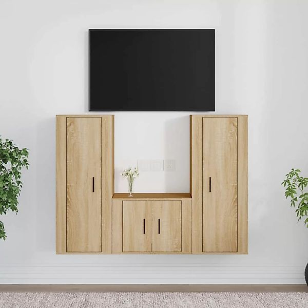 Vidaxl 3-tlg. Tv-schrank-set Sonoma-eiche Holzwerkstoff günstig online kaufen