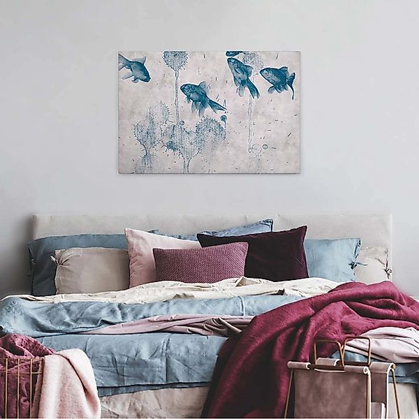 Bricoflor Aquarell Leinwandbild Mit Fischen Wasserfarben Bild Auf Leinwand günstig online kaufen