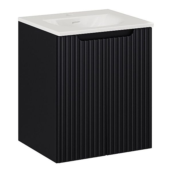Lomadox Waschtisch NEWPORT-56-BLACK, in schwarz, gerillte günstig online kaufen