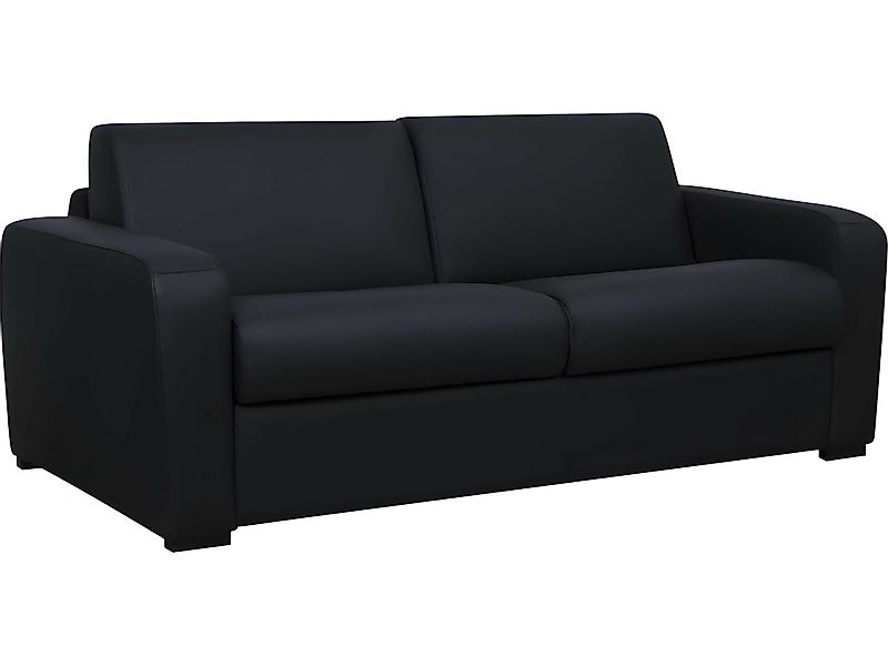 Schlafsofa mit Matratze 3-Sitzer - Matratze 16 cm - Leder - Schwarz - BEVIS günstig online kaufen