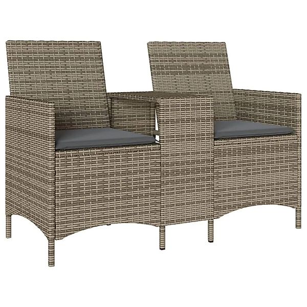 vidaXL Gartensofa 2-Sitzer mit Tisch und Kissen Grau Poly Rattan 4003886 günstig online kaufen