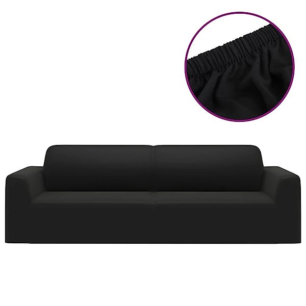 vidaXL Sofahusse, Stretch Sofahusse 3-Sitzer Schwarz günstig online kaufen