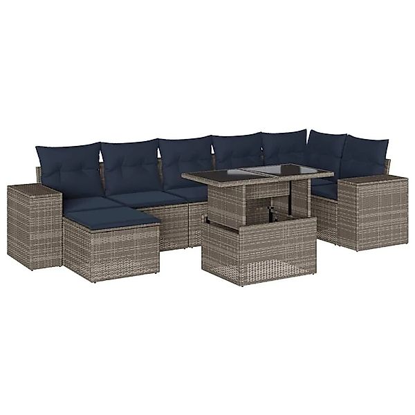 vidaXL 8-Tlg Gartensofa-Set mit Kissen Grau Polyrattan 3269321 günstig online kaufen