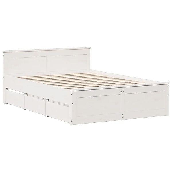 vidaXL Massivholzbett ohne Matratze mit Kopfteil Weiß 150x200cm Kiefer 3308 günstig online kaufen