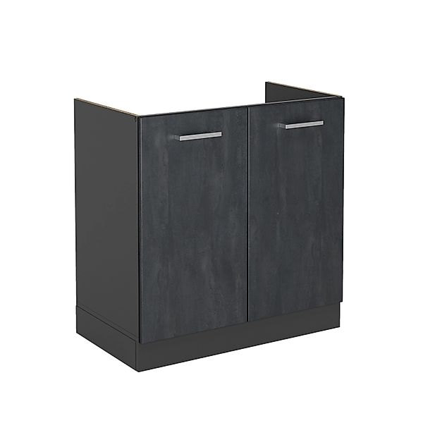 Vicco Unterschrank R-Line, Schwarz Beton/Anthrazit, 80 cm ohne Arbeitsplatt günstig online kaufen