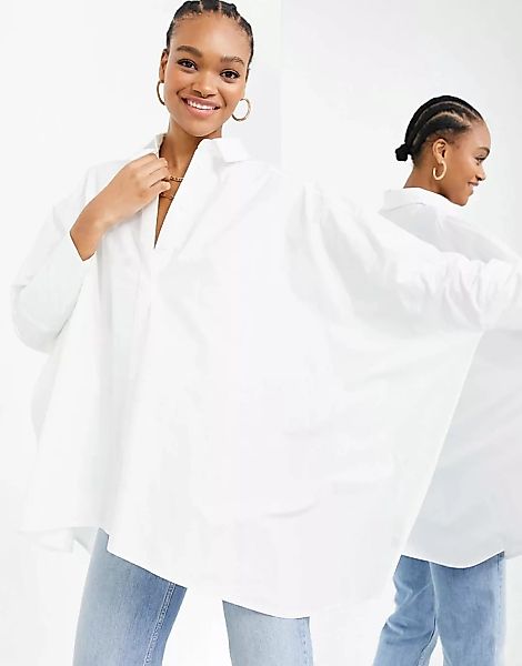 ASOS EDITION – Oversize-Baumwollhemd in Weiß günstig online kaufen