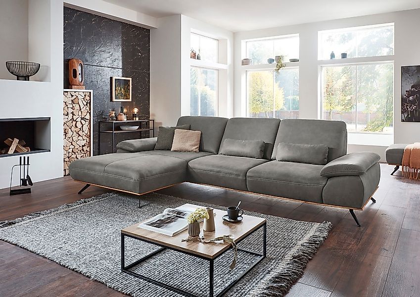 Die PlanBar Ecksofa »PN-EM18063 L-Form«, wahlweise mit echt bezogenem Rücke günstig online kaufen