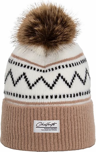 chillouts Bommelmütze "Ella Hat" mit Kunstfell-Pompon, Norwegermuster günstig online kaufen