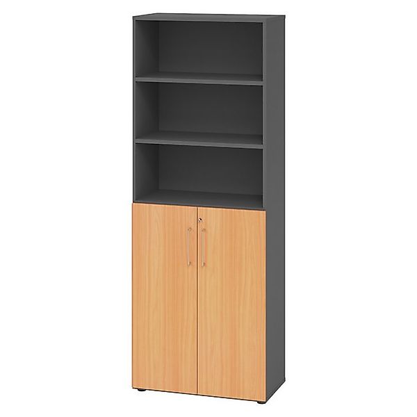 bümö Aktenschrank smart Kombischrank - 3 plus 3 Ordnerhöhen Dekor: Graphit/ günstig online kaufen