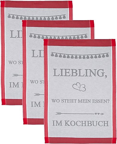 ROSS Geschirrtuch "Liebling, wo steht mein essen… im Kochbuch" Sprüchetuch, günstig online kaufen