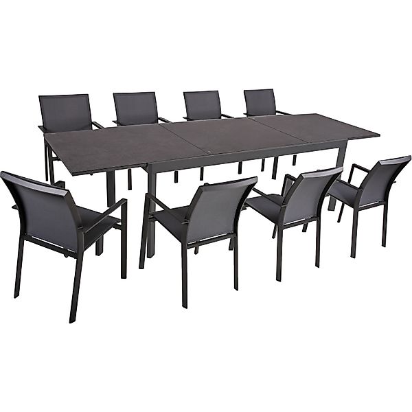 Garden Pleasure Gartenmöbel-Set Nerea 9-teilig mit Stapelstühle Rana Anthra günstig online kaufen