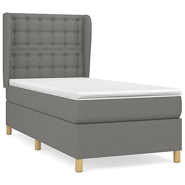 vidaXL Boxspringbett, Boxbett mit Matratze Dunkelgrau 90x200 cm Stoff günstig online kaufen
