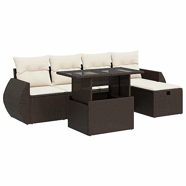 vidaXL 6-Tlg Garten-Sofagarnitur mit Kissen Braun Poly Rattan 3327893 günstig online kaufen