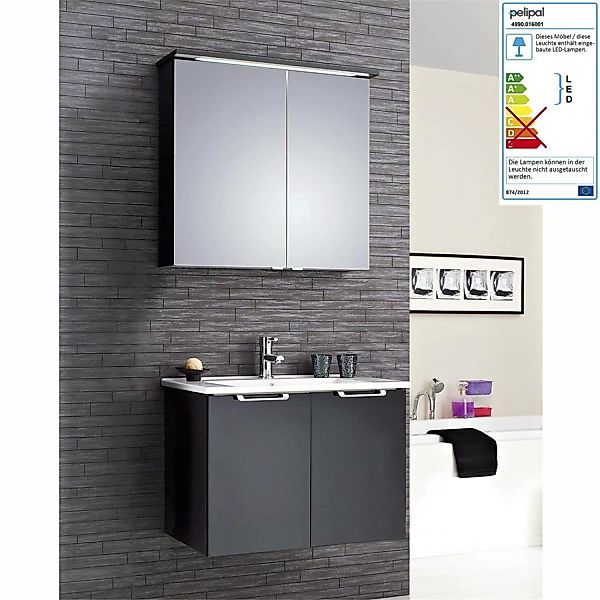 Badezimmer Waschplatz FES-3055-66 in anthrazit matt & Glasfront schwarz glä günstig online kaufen