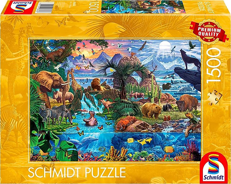 Schmidt Spiele Puzzle Panorama der Tierwelt, 1500 Puzzleteile, Made in Euro günstig online kaufen