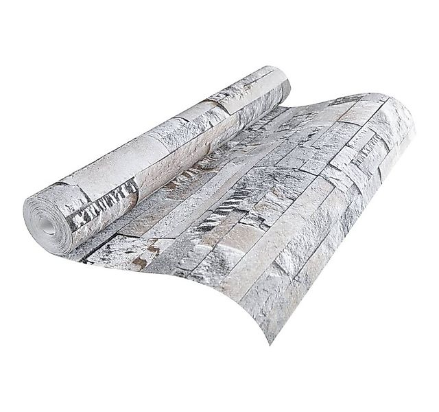 vidaXL Fototapete Vliestapete 3D Steinoptik Grau und Braun 10x0,53 m, (1 St günstig online kaufen