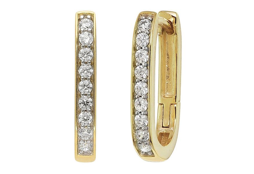 trendor Paar Creolen Damen-Gold 333/8K Klapp-mit Zirkonia günstig online kaufen